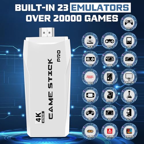 Retro Game Console with 4K HDMI, 20,000+ Games, Dual Wireless Controllers 64GB S890