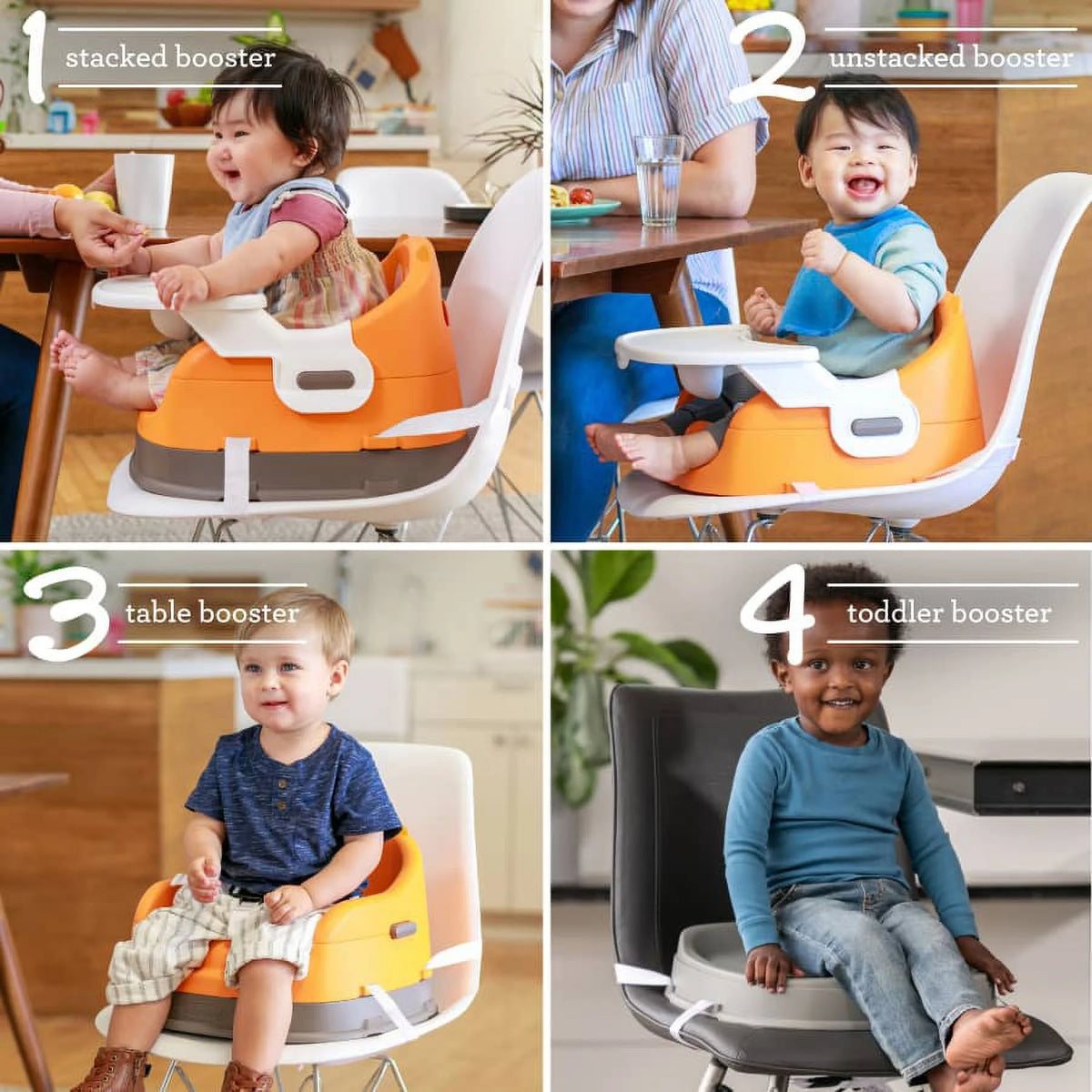 4-in-1 Lightweight Feeding Booster Seat, Orange Fox E468985