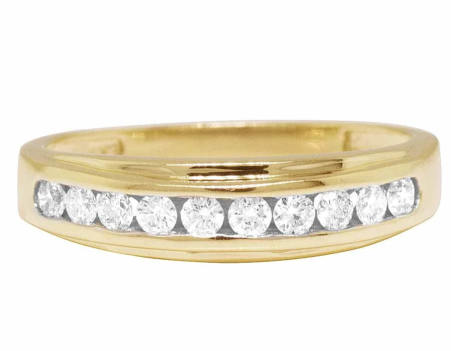14K Yellow Gold Diamond Channel Wedding Band Ring 5MM J176540