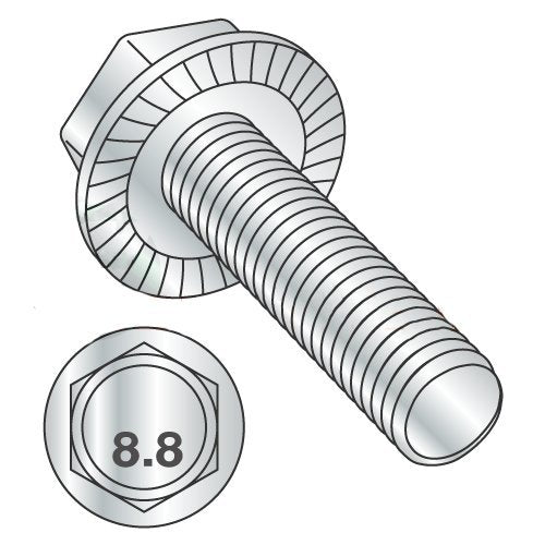 M6-1.0 x 20 mm Hex Flange Screws Serrated Grade 8.8 Zinc DIN6921 Y120647