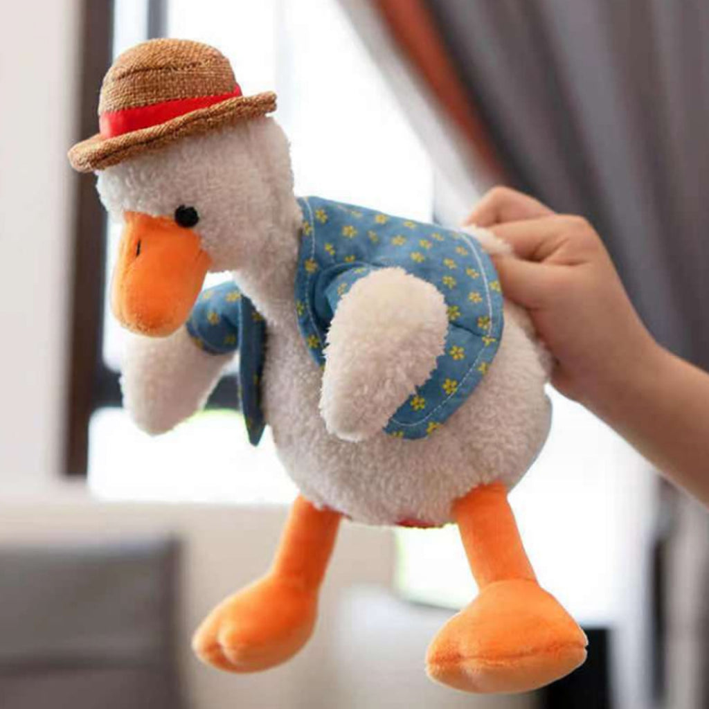 Talking Duck Toy Repeats What You Say with Straw Hat Detachable Vest Stuffed Animals O7646