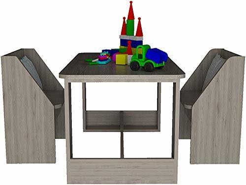 Light Gray Children Activity Table Set with Benches T11332