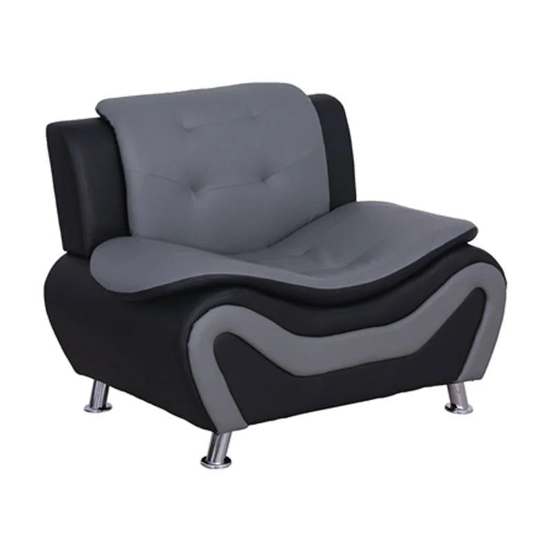 3-Piece Loveseat and 2 Club Chairs Set in Black & Gray O5431