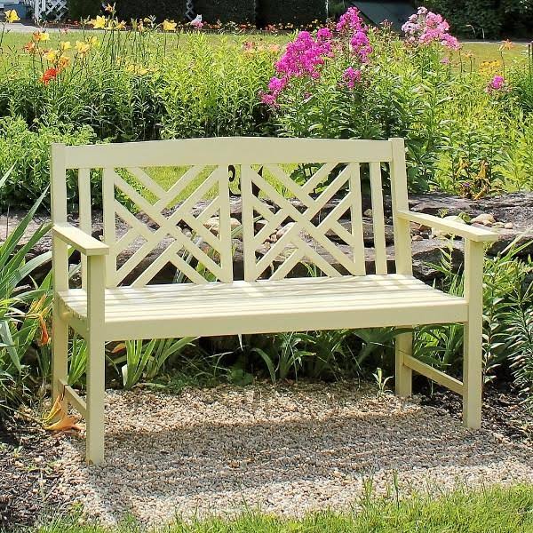 White Fretwork Bench Y6650