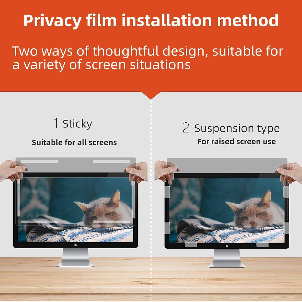 24 Inch Computer Privacy Screen Filter for 16:9 Widescreen Monitor, Transparent Black Pack of 2 F68888