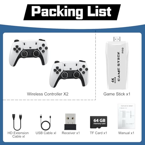 Retro Game Console with 4K HDMI, 20,000+ Games, Dual Wireless Controllers 64GB S890