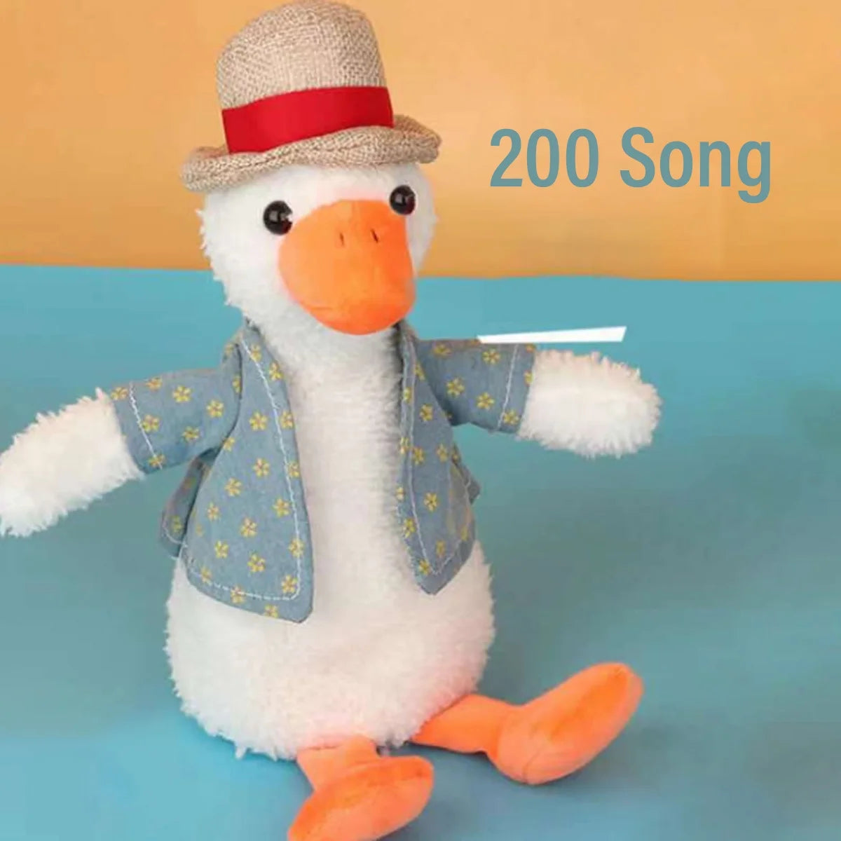 Talking Duck Toy Repeats What You Say with Straw Hat Detachable Vest Stuffed Animals O7646