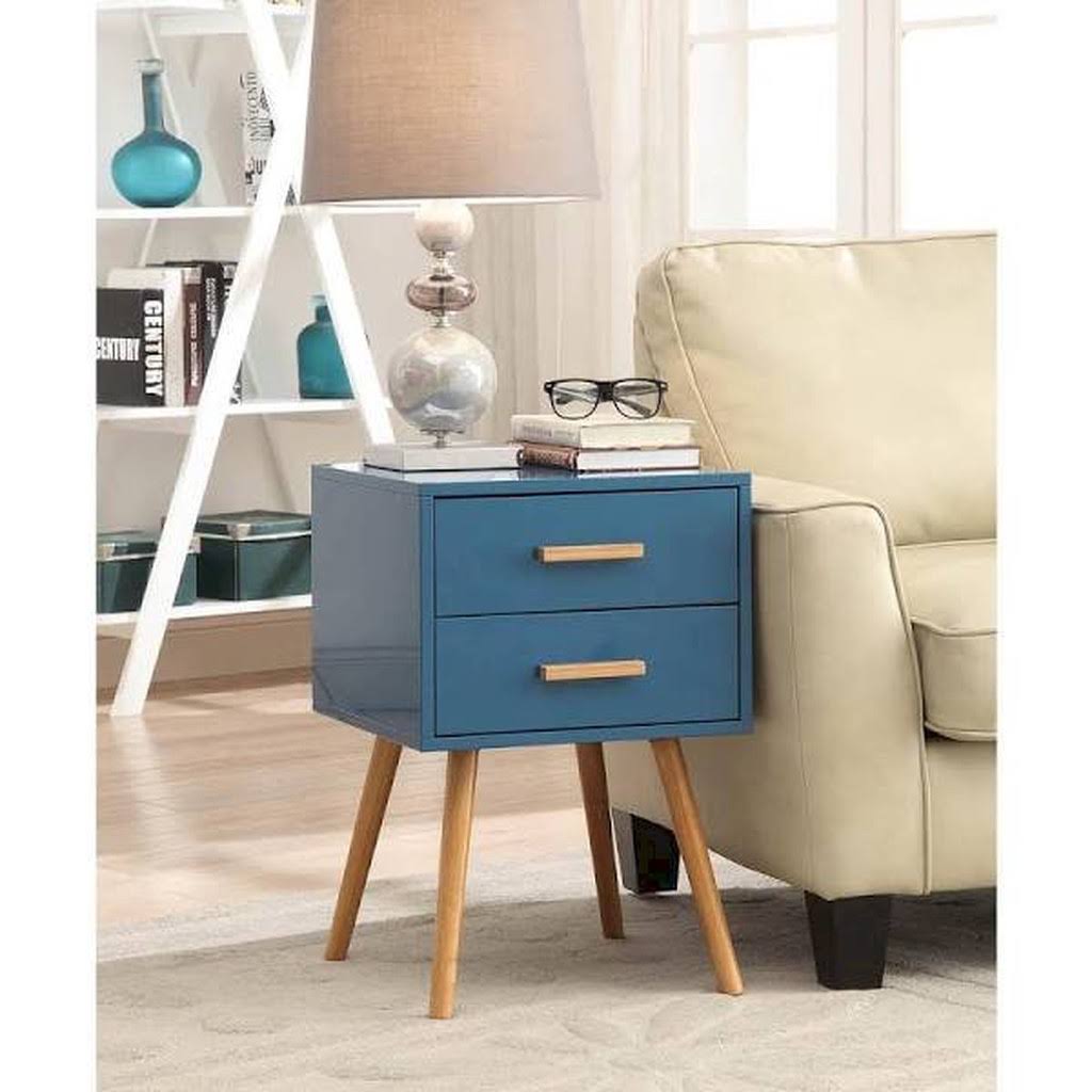 Blue 2-Drawer End Table F34738