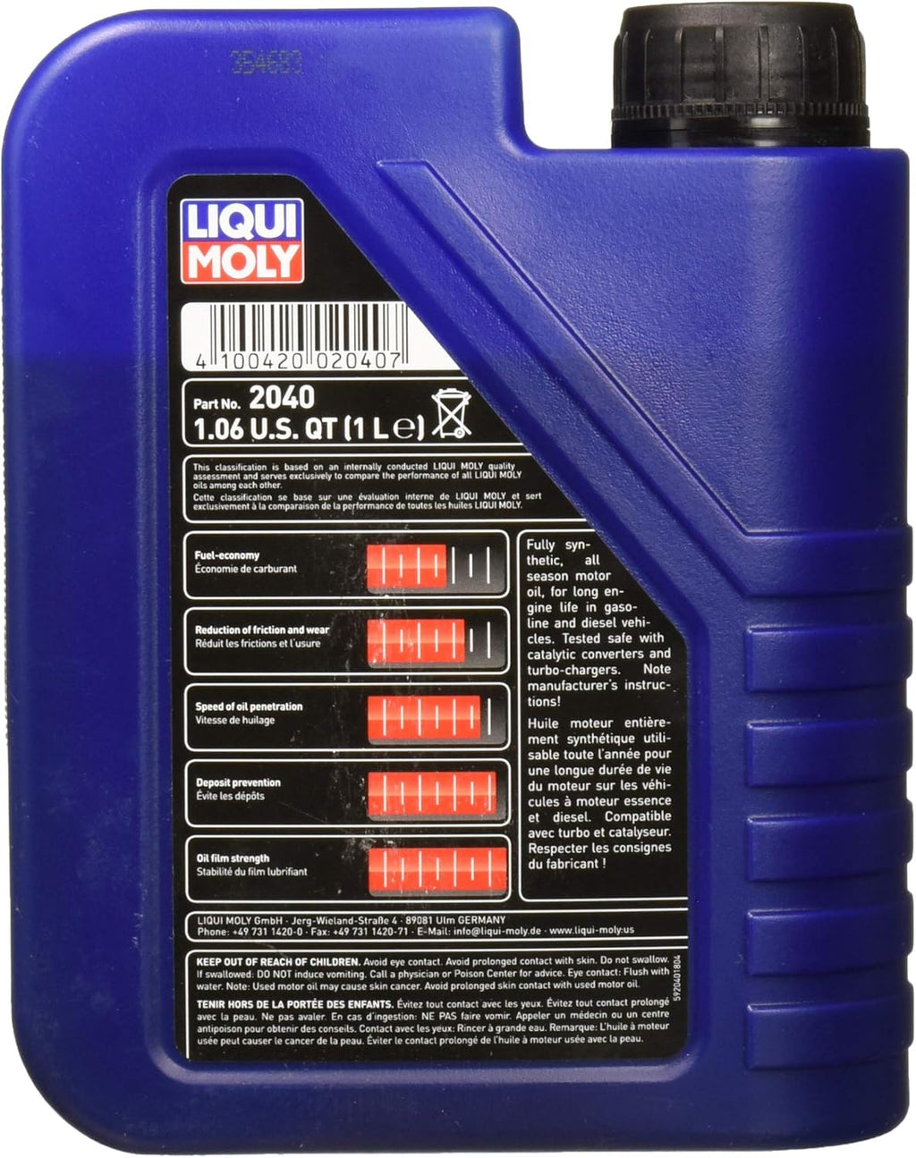 5W-40 Synthetic Motor Oil 5 Liter Pack of 2 B572216