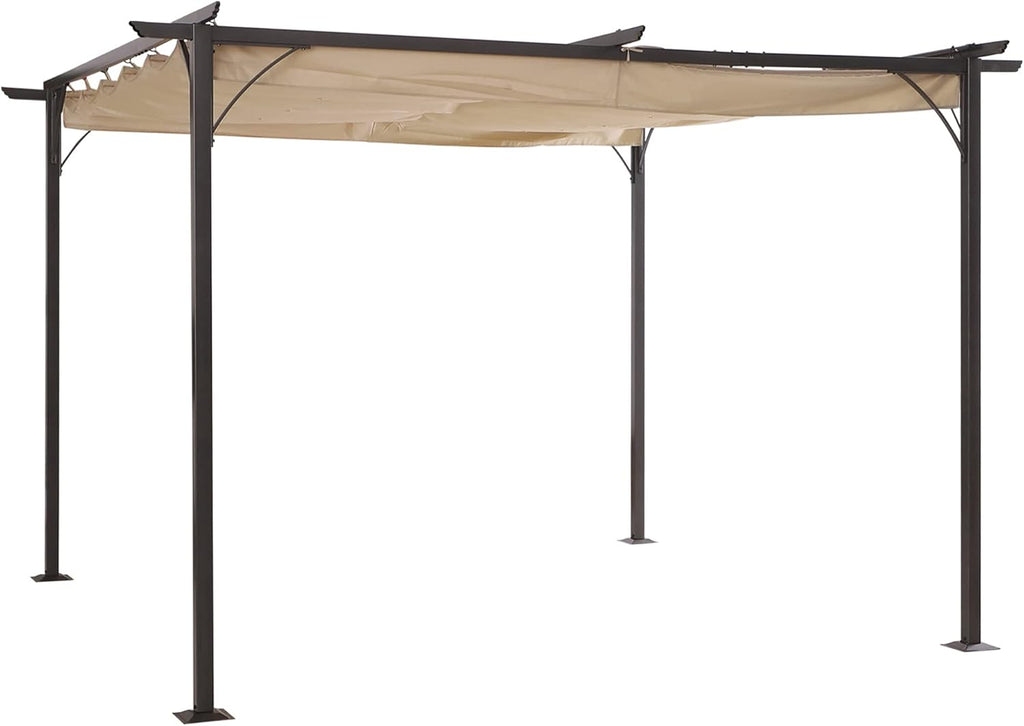 10’ x 10’ Retractable Patio Gazebo Pergola with Steel Frame R684