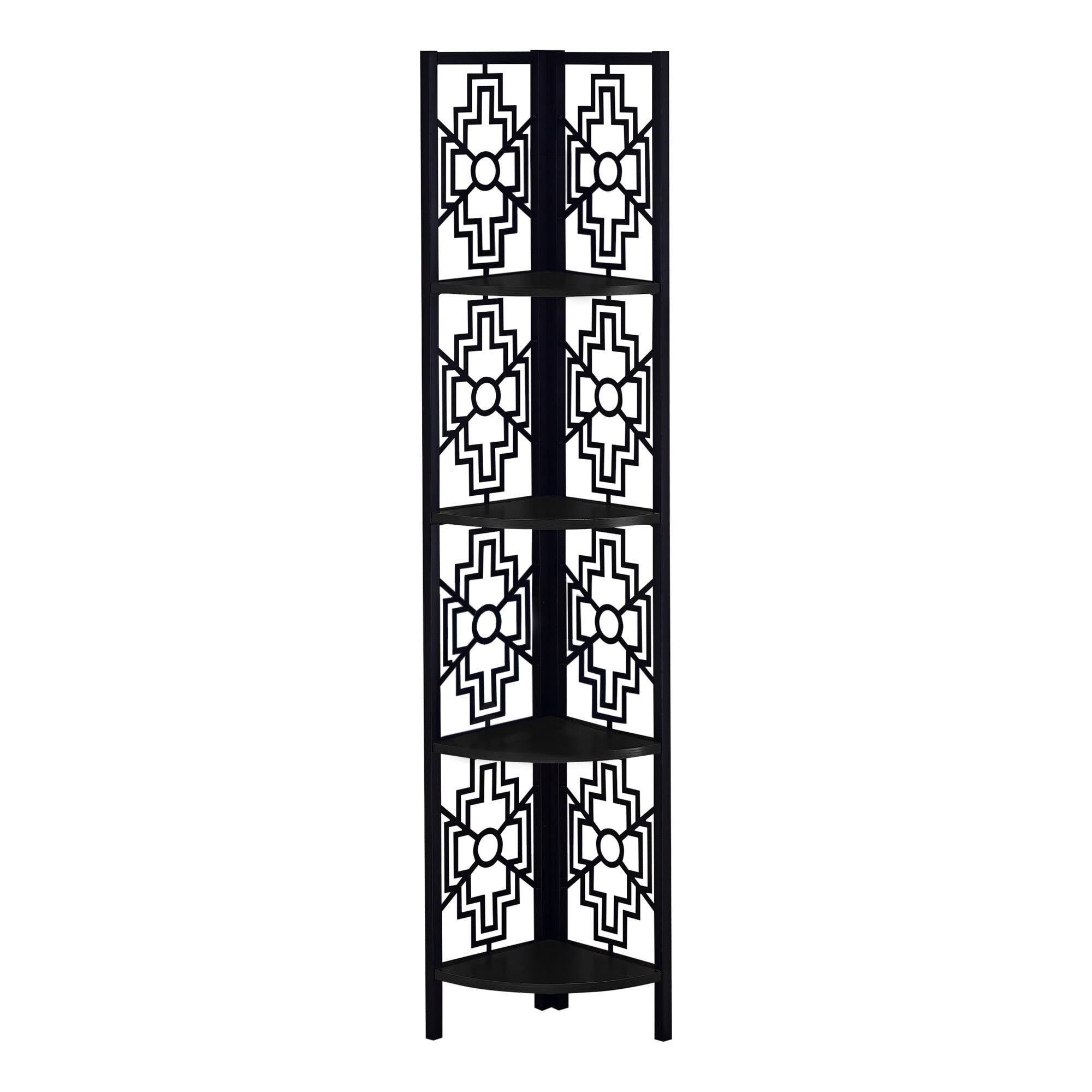 Black 62-Inch 4-Tier Corner Bookshelf V859518