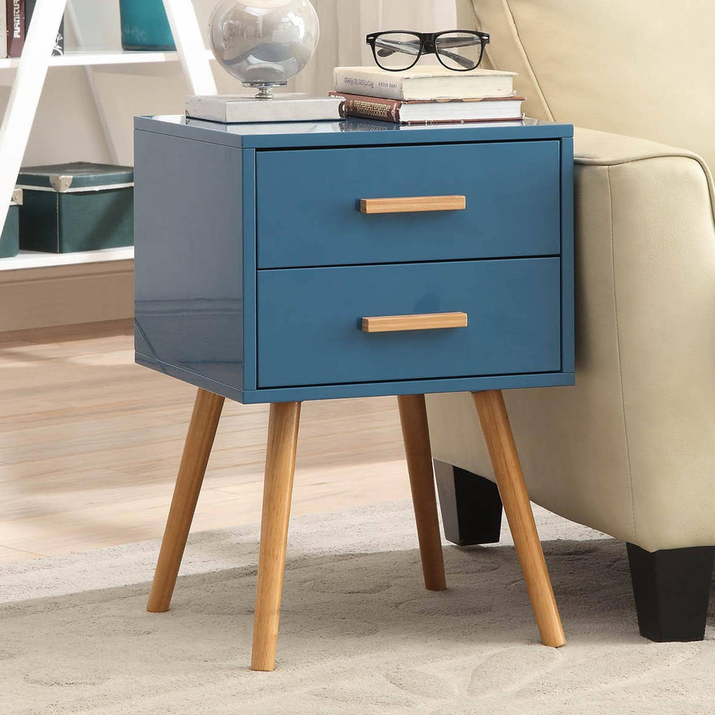 Blue 2-Drawer End Table F34738