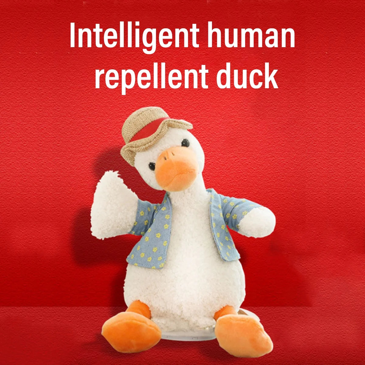 Talking Duck Toy Repeats What You Say with Straw Hat Detachable Vest Stuffed Animals O7646