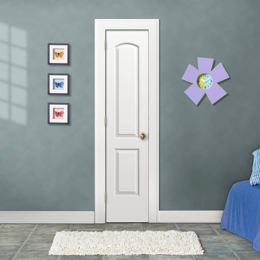 18 in. x 80 in. White Painted Right-Hand Molded Composite MDF Single Prehung Interior Door S6610