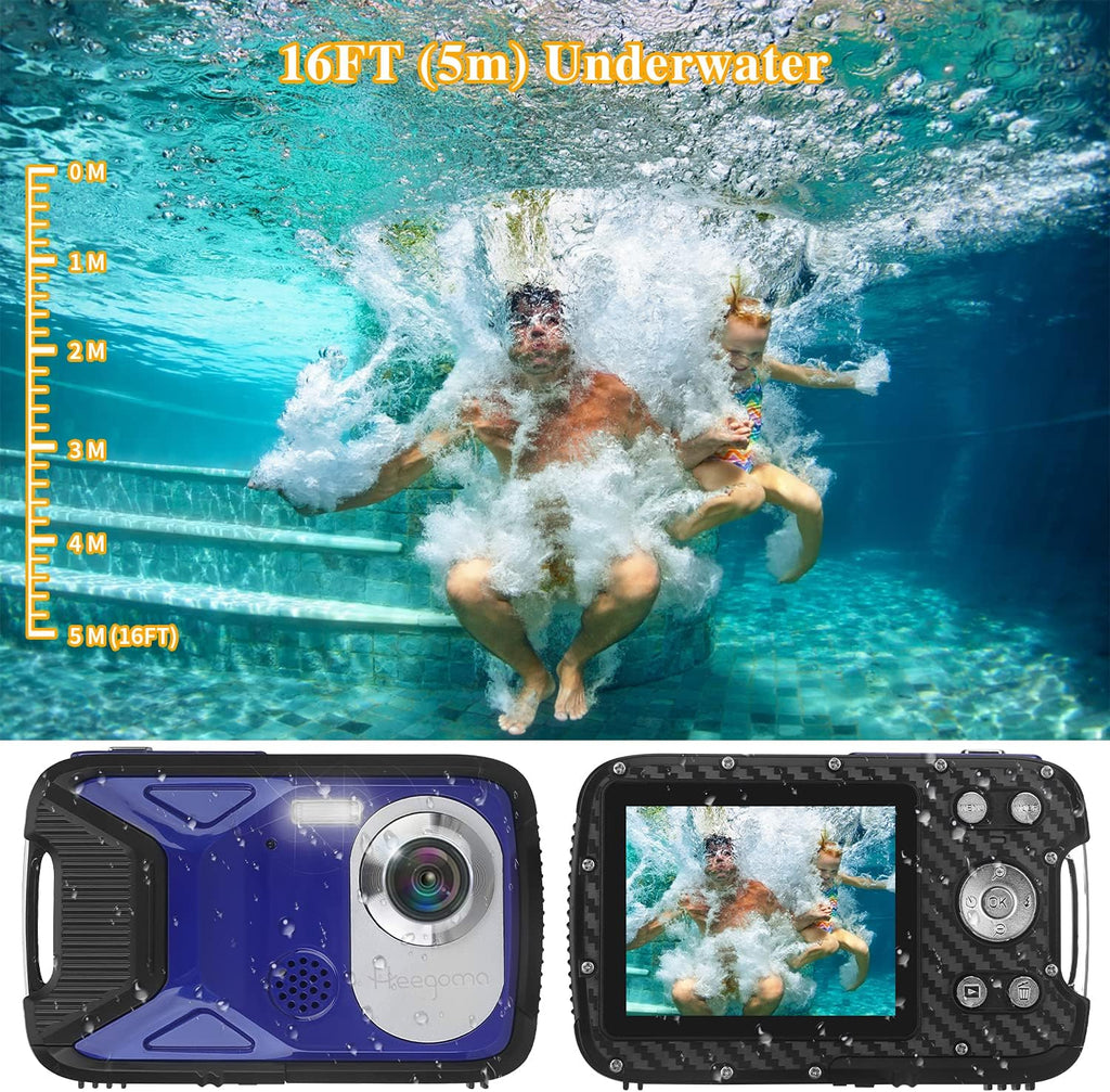 Blue 16MP 1080P Waterproof Digital Camera D1222