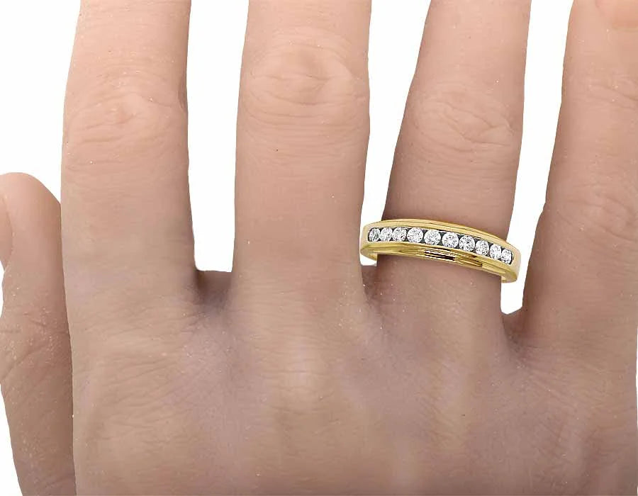 14K Yellow Gold Diamond Channel Wedding Band Ring 5MM J176540