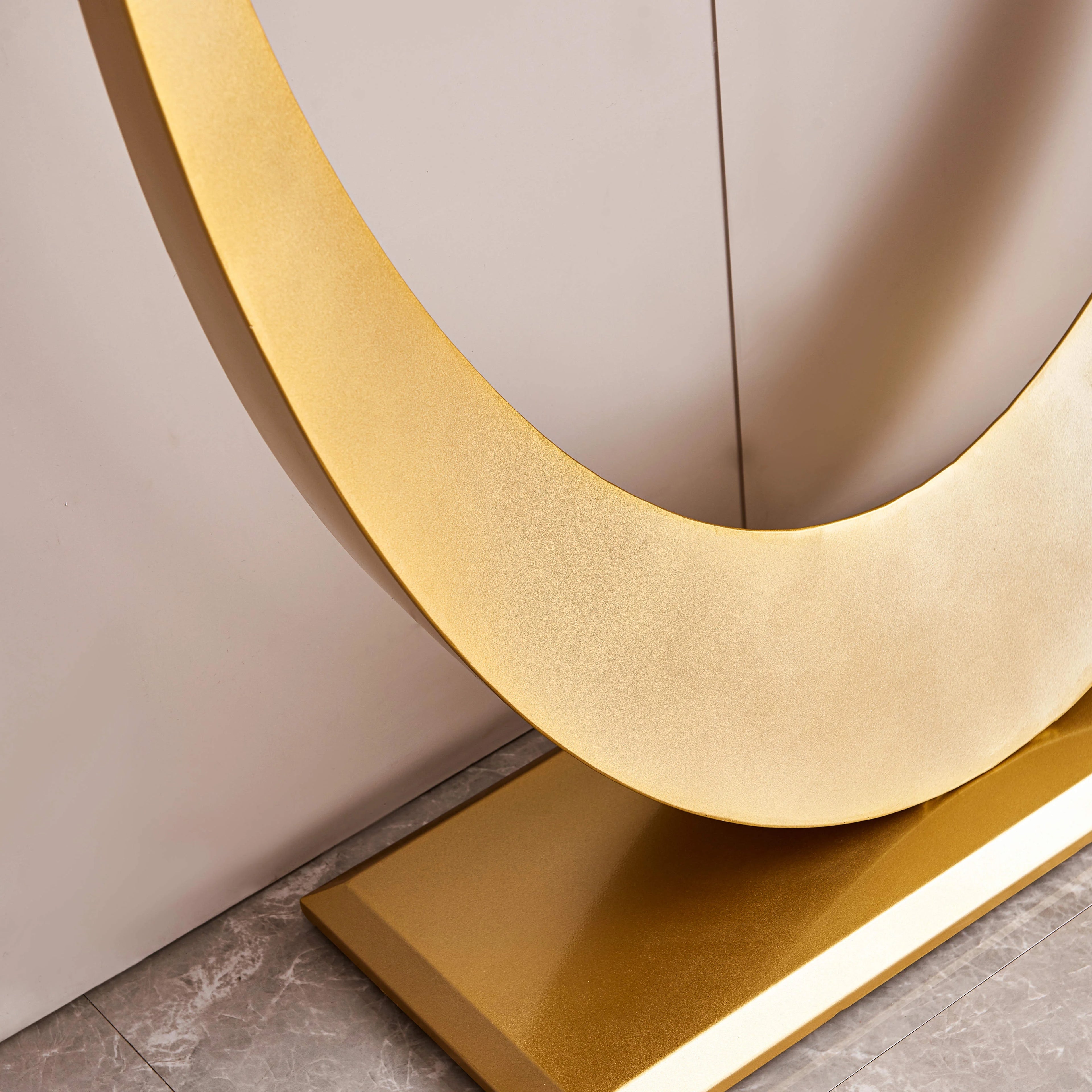 White & Gold Console Table with Marbling Top and Metal Base O5522