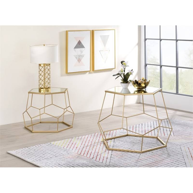 Gold Metal Nesting Accent Table Set Q230463