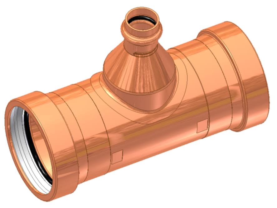 2-1/2x22 x 2-1/2x22 x 2x22 Press Copper Reducing Tee Y930994