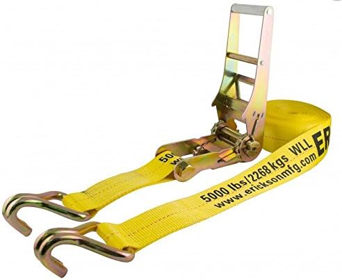 Yellow 3 x 30' Ratchet Strap with Double J Hooks E9094