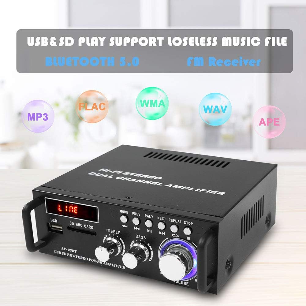 Wireless Bluetooth 5.0 Stereo Amplifier System, 200W Dual Channel Audio Receiver with Remote Control, Pack of 2 J176