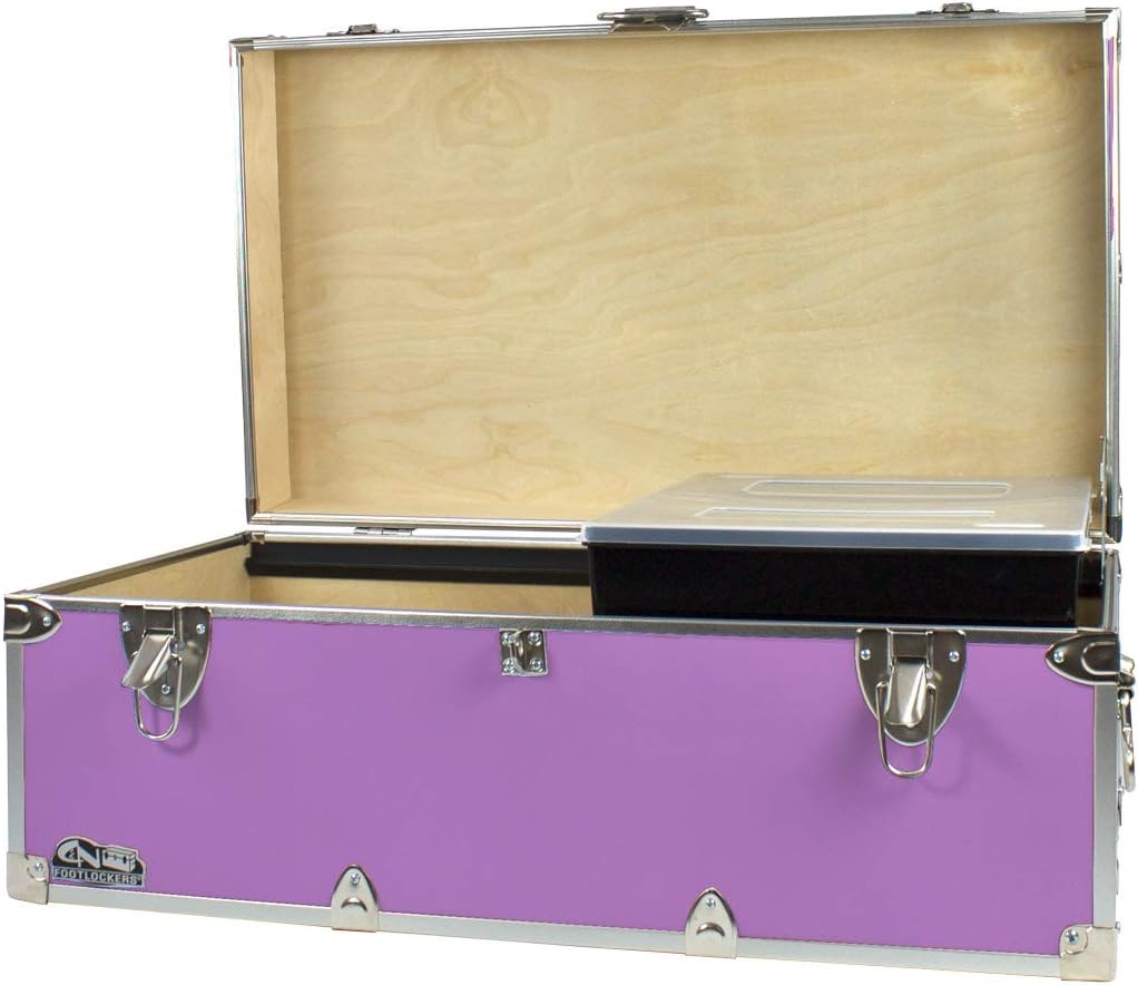 Footlockers Storage Chest with Organizer Tray, 32 x 18 x 13.5 Inches, Hot Pink L378695