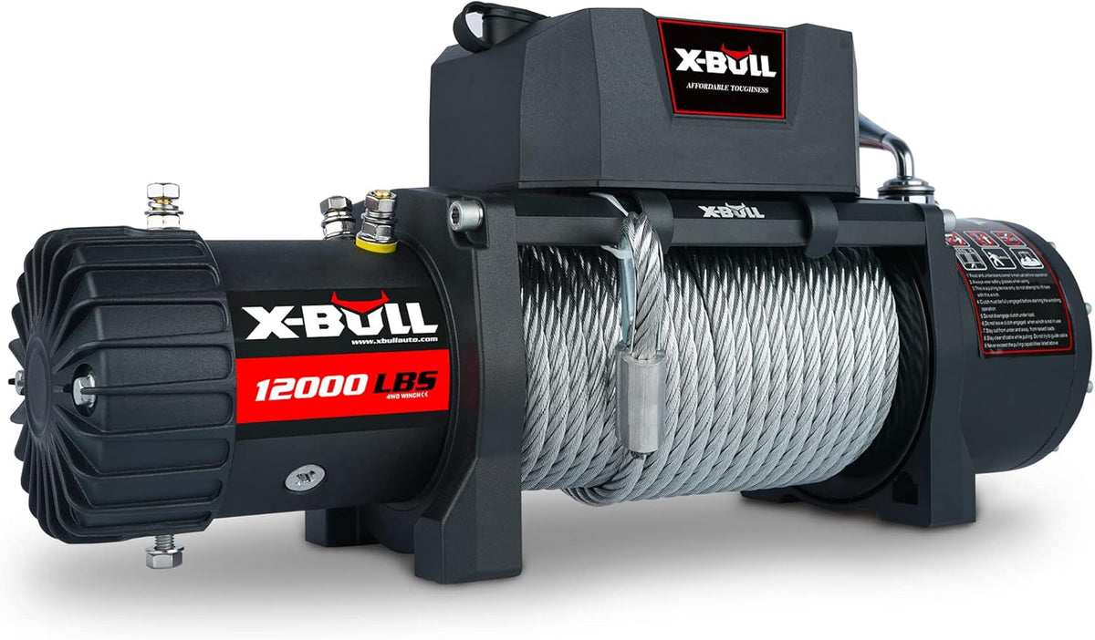12V Stainless Steel Electric Winch Kit, 12000 lb. Load Capacity, Waterproof IP67, Wireless Handheld Remotes and Corded Control, Hawse Fairlead, Grey Q82935