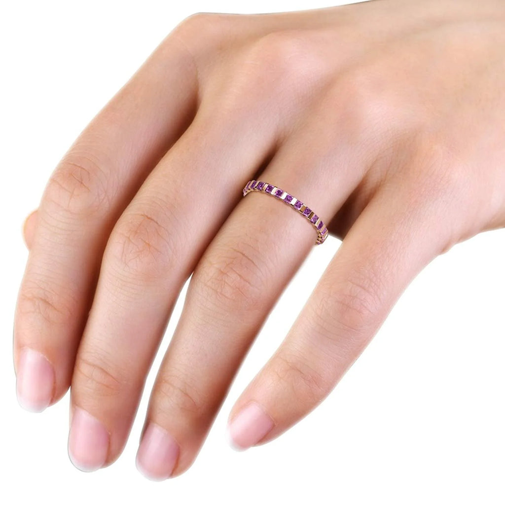 Amethyst 2.5mm Eternity Band 14K Rose Gold F2196