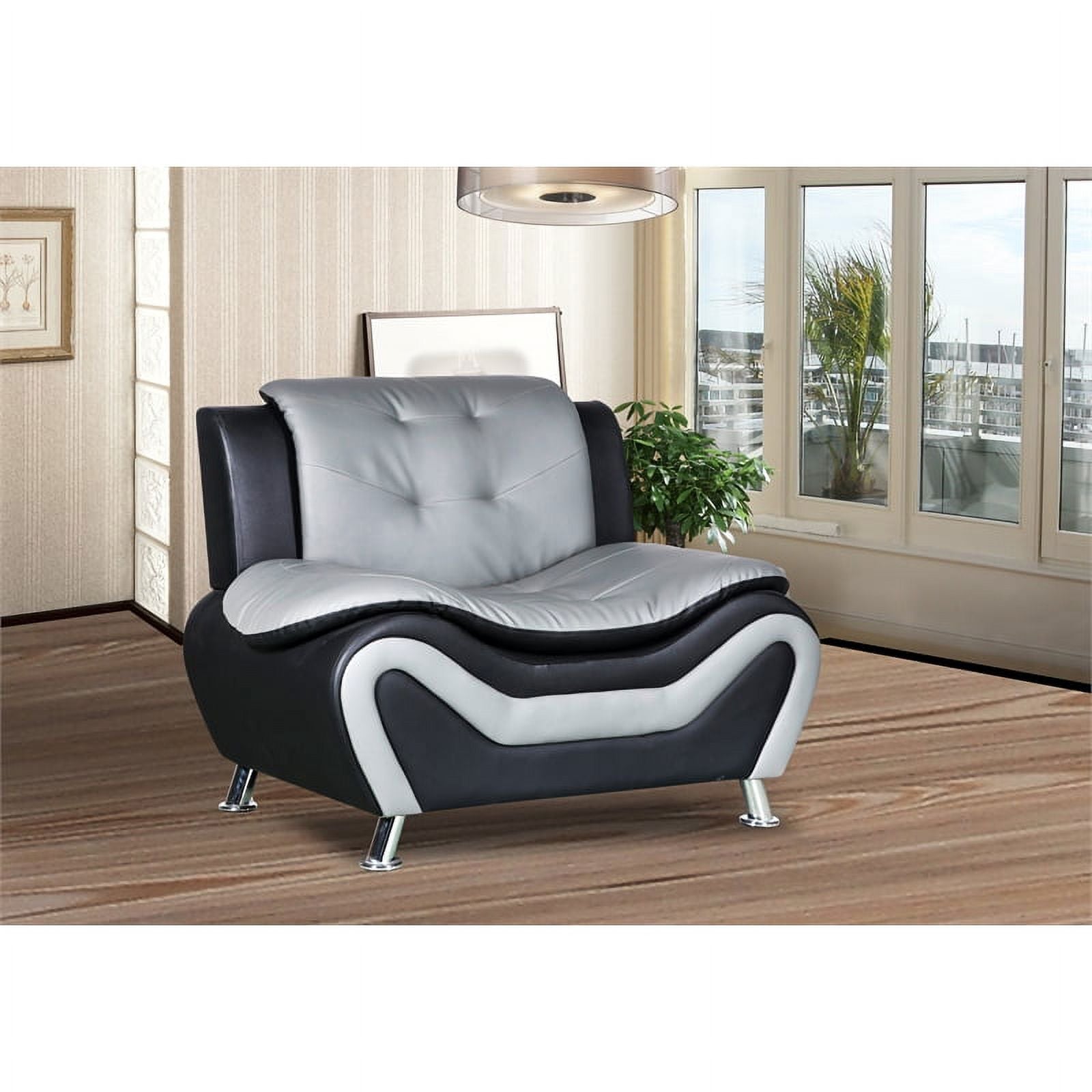 3-Piece Loveseat and 2 Club Chairs Set in Black & Gray O5431