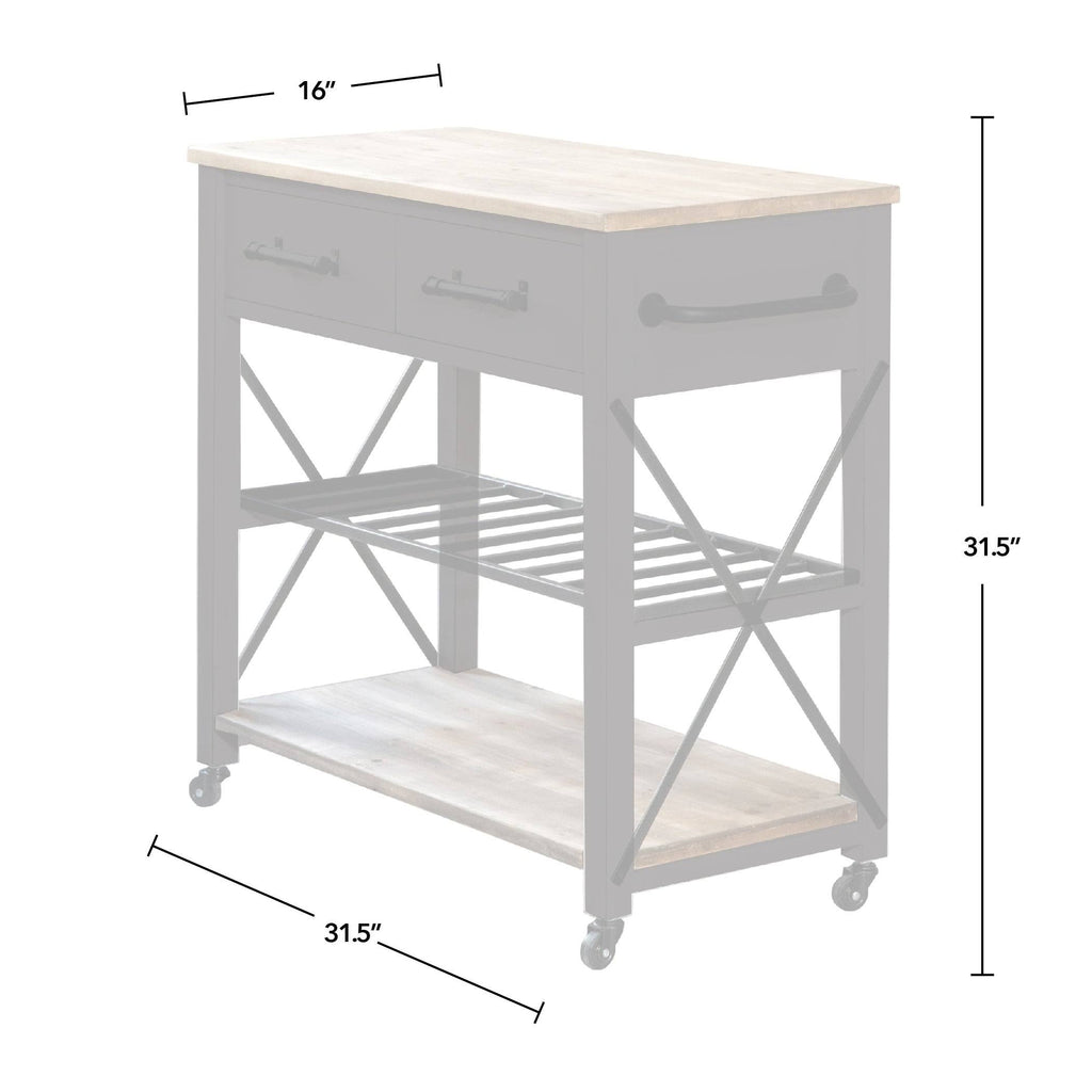 Black Farmhouse Kitchen Cart I632