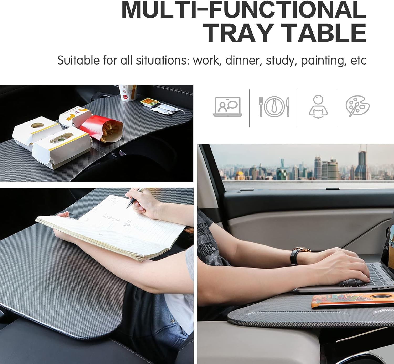 Foldable Laptop Working Table for Car Tray Table, Pack of 2 V1658