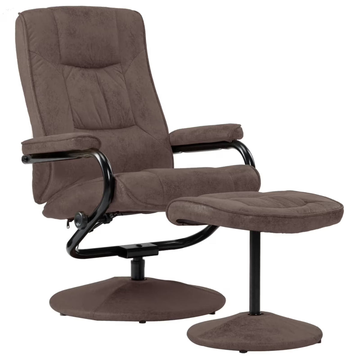 Brown Faux Suede Leather Recliner Armchair with Foot Stool I895957
