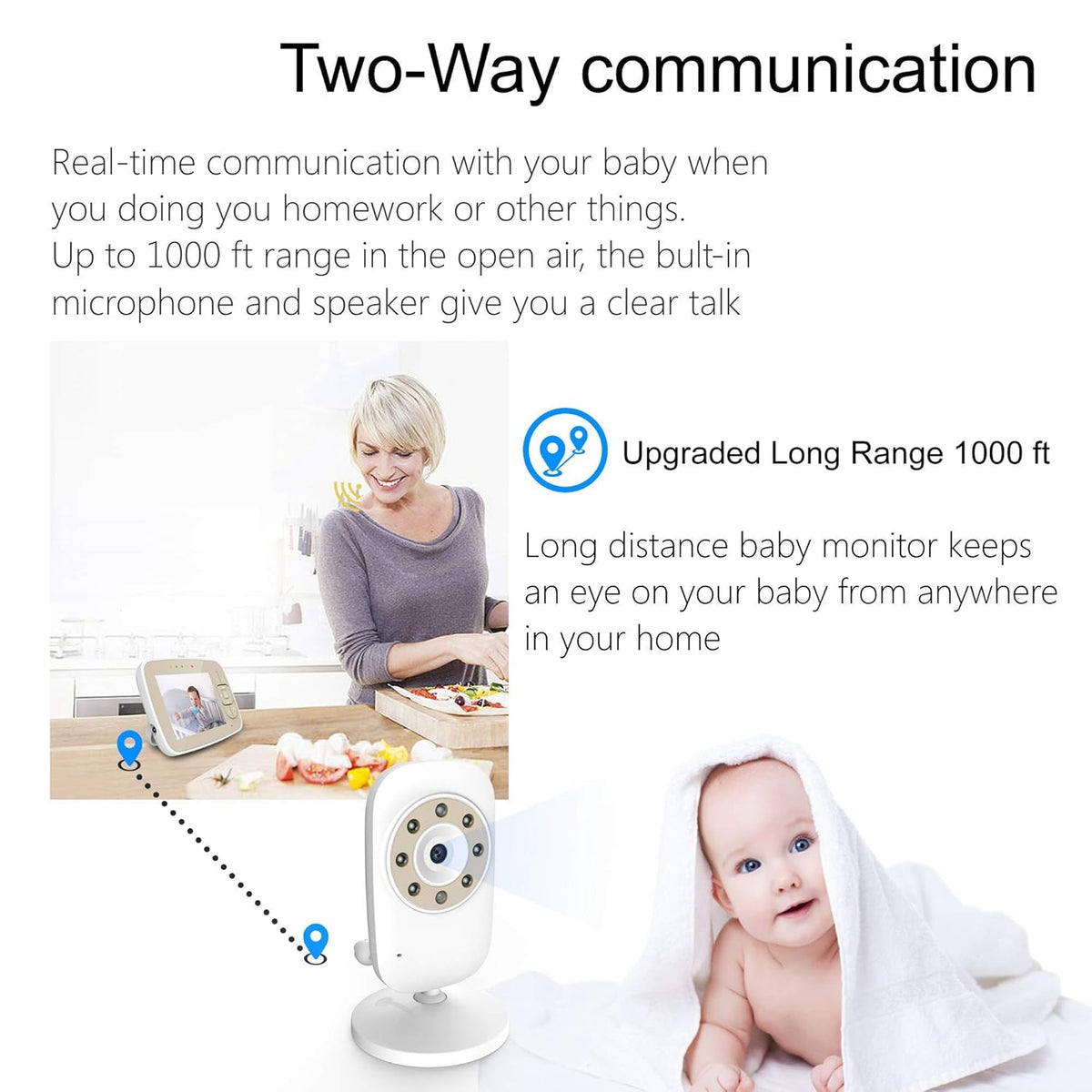 Baby Monitor with Camera and Video, 3.5 inch B334