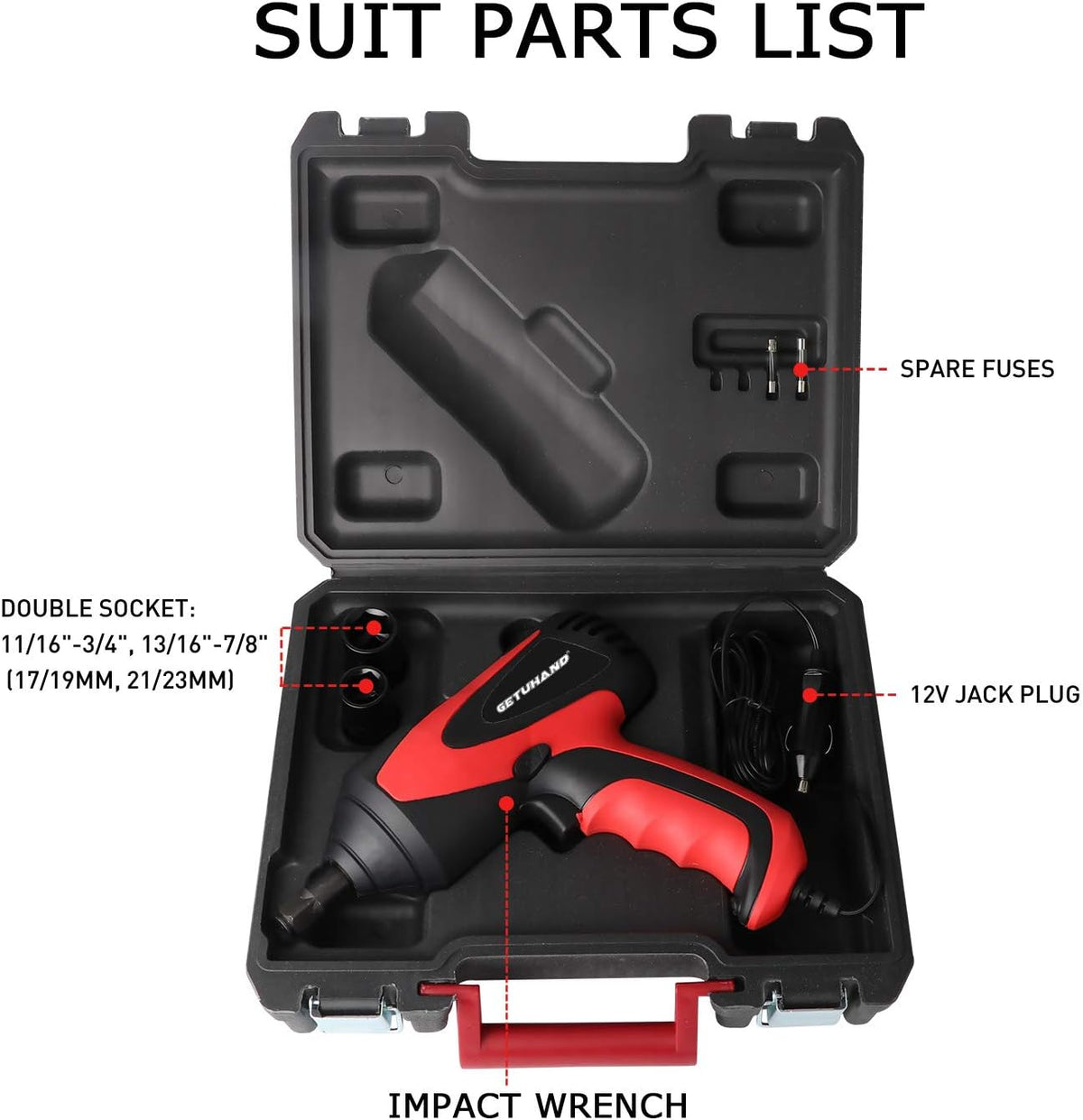 1/2 Inch 12 Volt Portable Electric Impact Wrench Kit with Sockets and Carry Case H45855