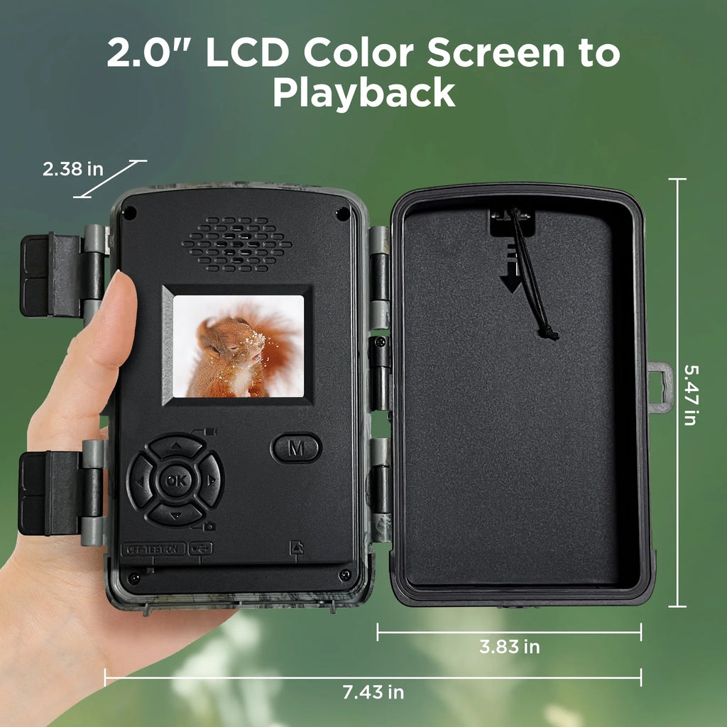 Trail Camera with SD Card 40MP 4K Infrared Night Vision Waterproof Motion Activated 120° Wide Angle 2.0" LCD E1619