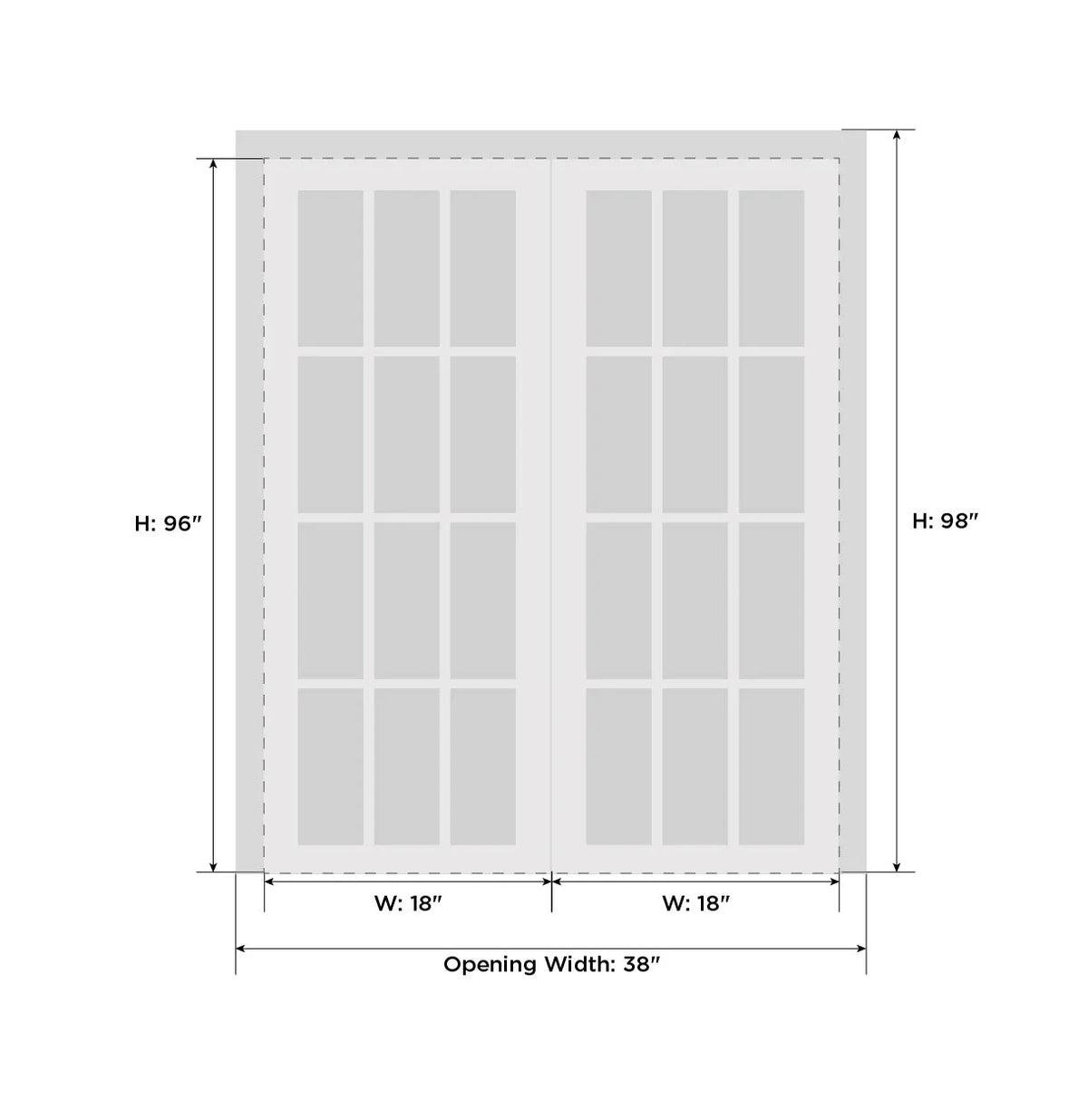 Solid Wood French Double Doors 36 x 96 inches Q735510