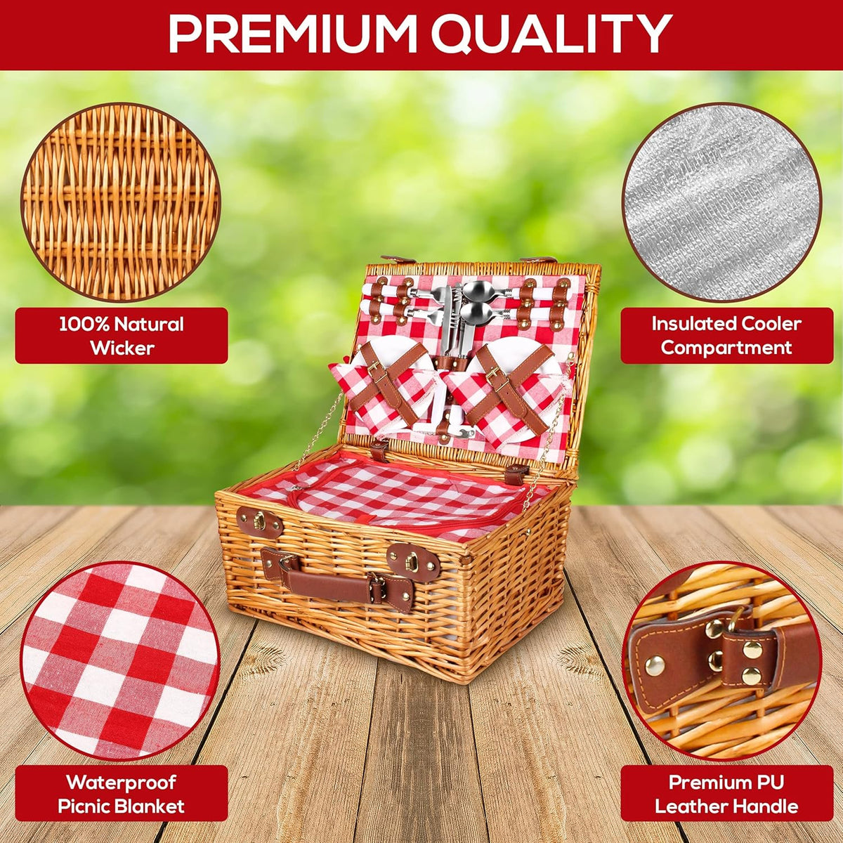 29 Pcs Picnic Set with Waterproof Blanket and Insulated Cooler Compartment V66259