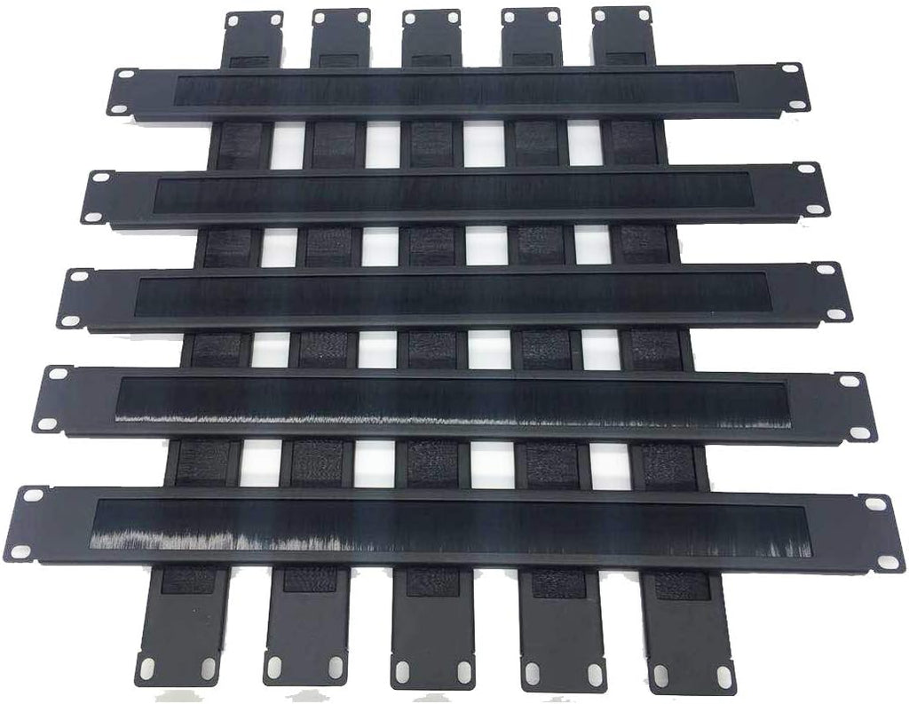 10 Pack 1U Horizontal Rack Mount Cable Management Panel with Cable Entry Brush for 19-Inch Rack Black U57458
