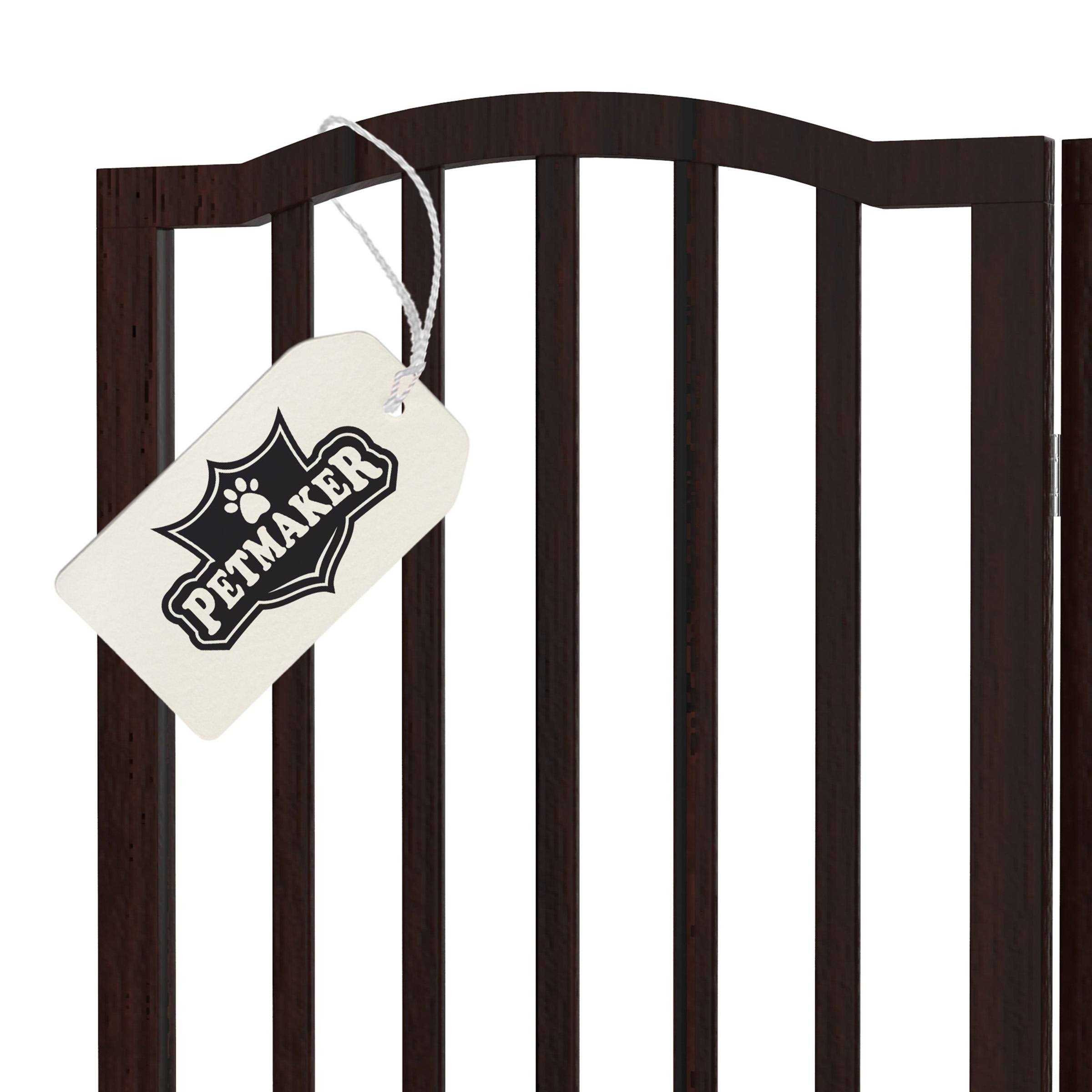 Freestanding 4-Panel Pet Gate Brown T3973