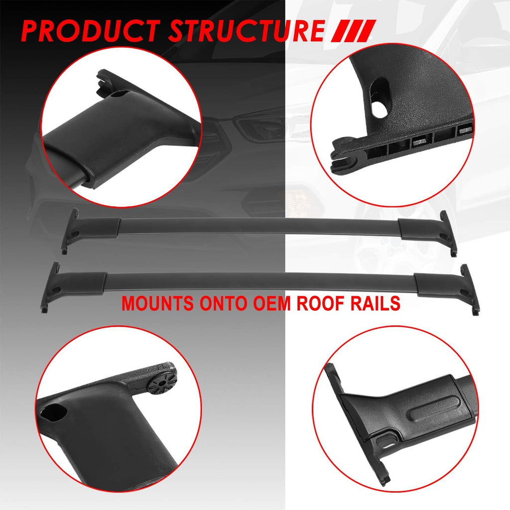 Matte Black Aluminum Roof Rack Cross Bars with ABS Mounting Brackets Q270