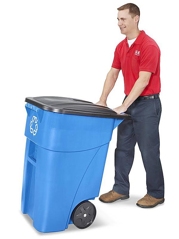 Blue 50 Gallon Recycling Rollout Container with Lid B569088