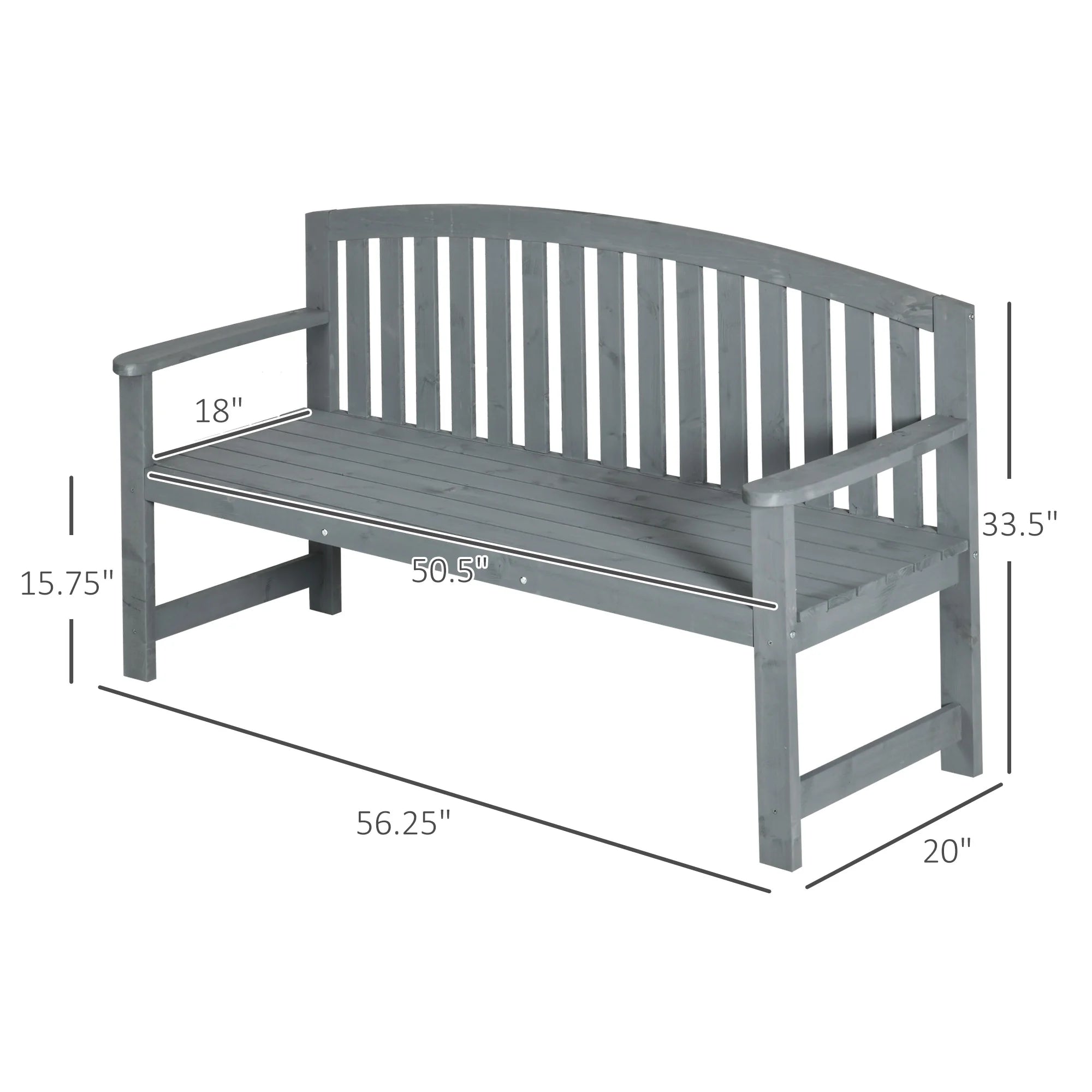 2-Person Wooden Garden Bench Patio Armchair V1999