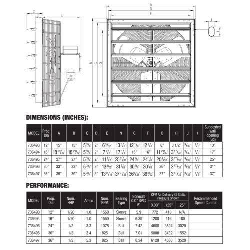 24 in Shutter Exhaust Fan J36027