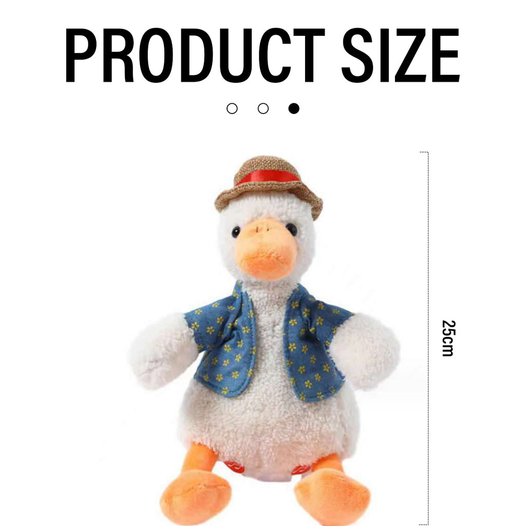 Talking Duck Toy Repeats What You Say with Straw Hat Detachable Vest Stuffed Animals O7646