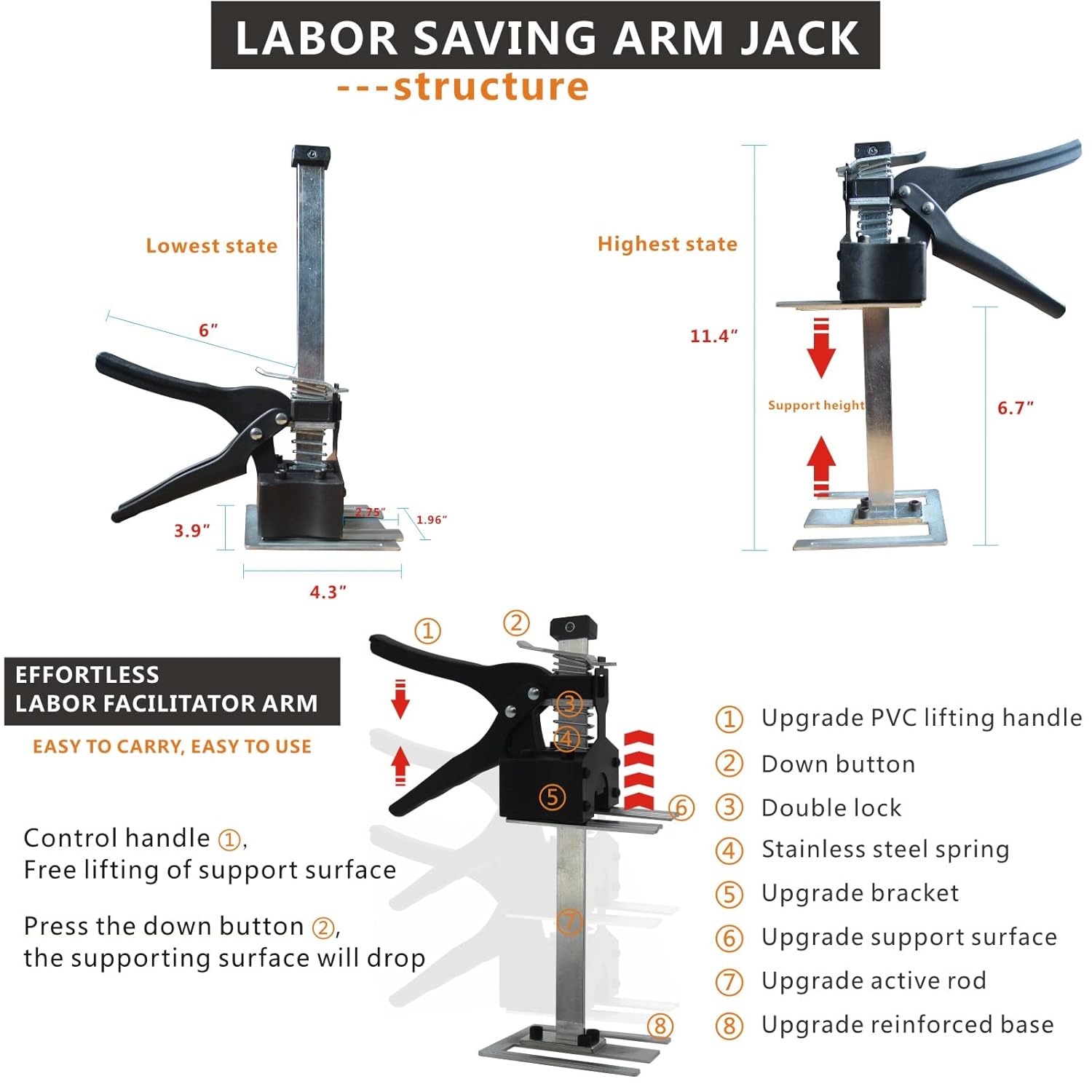150KG Hand Jack Tool Furniture Lifting Levelers (2PCS) P651