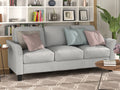 Light Gray 3-Seat Linen Fabric Sofa U125