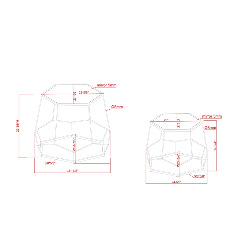 Gold Metal Nesting Accent Table Set Q230463