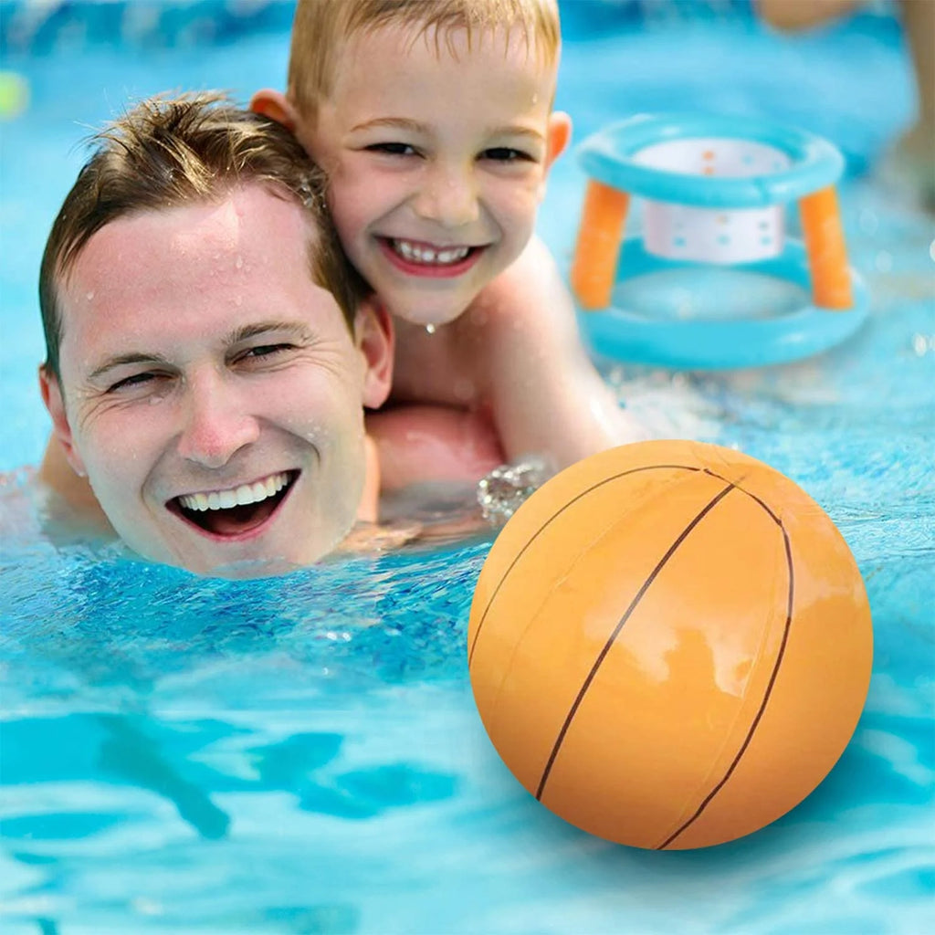Light Blue Inflatable Pool Volleyball Set and Pool Basketball Hoops Balls N988207