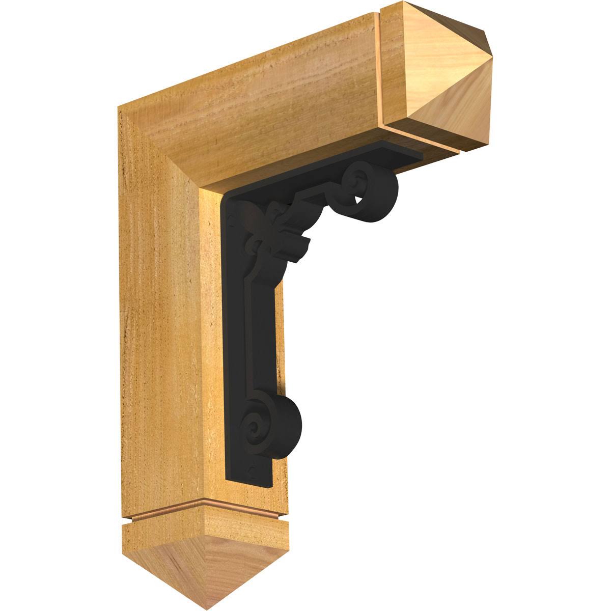 4x22W x 15 1/2x22D x 18x22H Fleur De Lis Arts & Crafts Ironcrest Rough Sawn Bracket, Western Red Cedar H3503