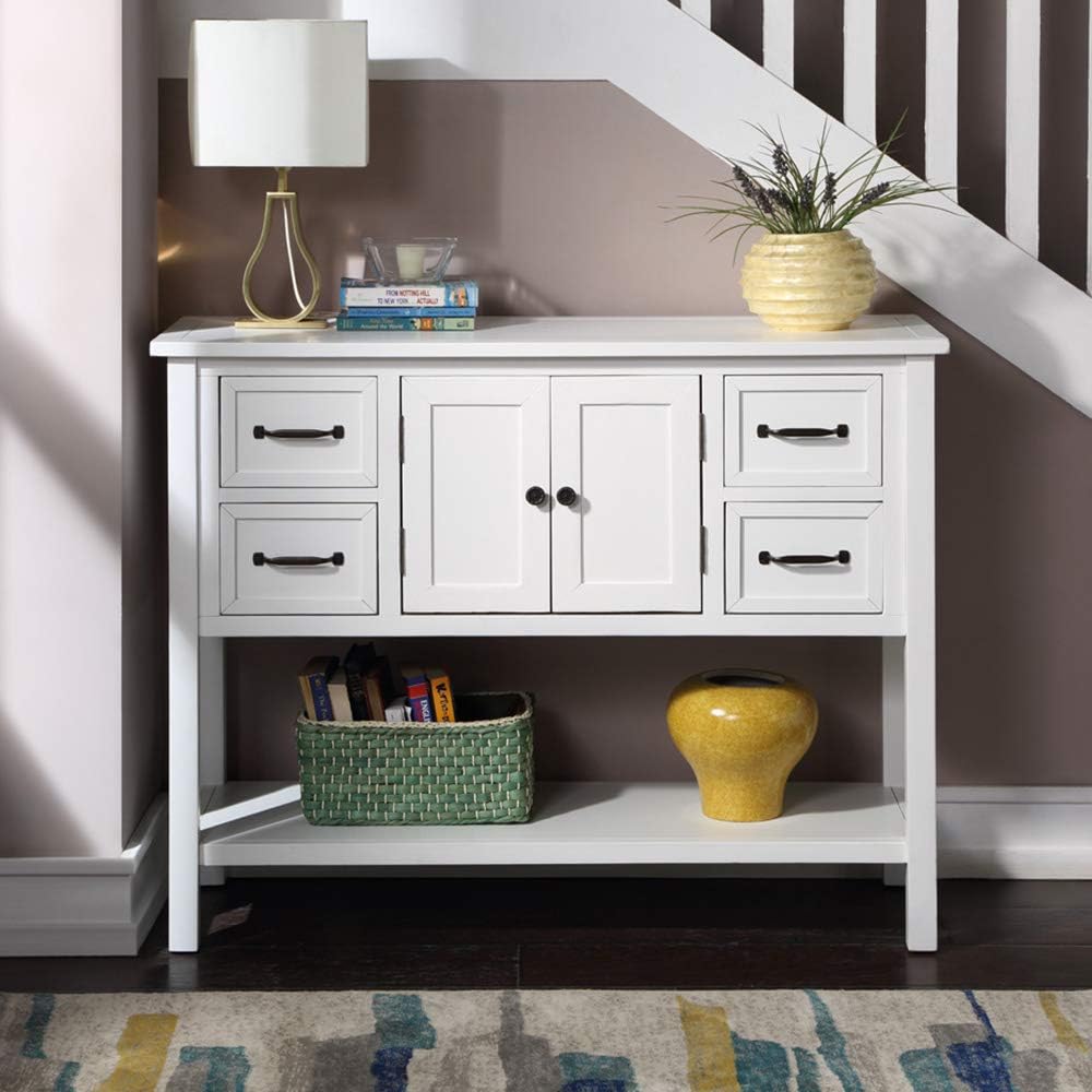 Modern Console Table with Drawers, Cabinet and Bottom Shelf F39373